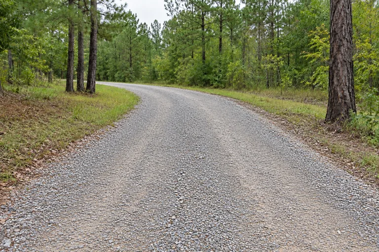 Example finished gravel driveway with a smooth crowned surface