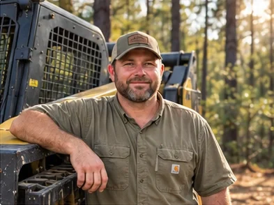 Wade beside a compact track loader