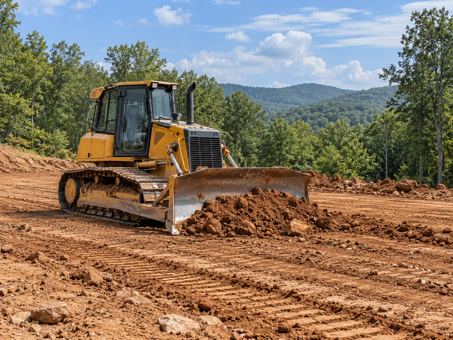 Dozer rough grading a mountain building site