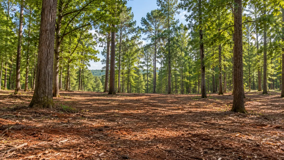 Selectively cleared woodland with mature trees retained